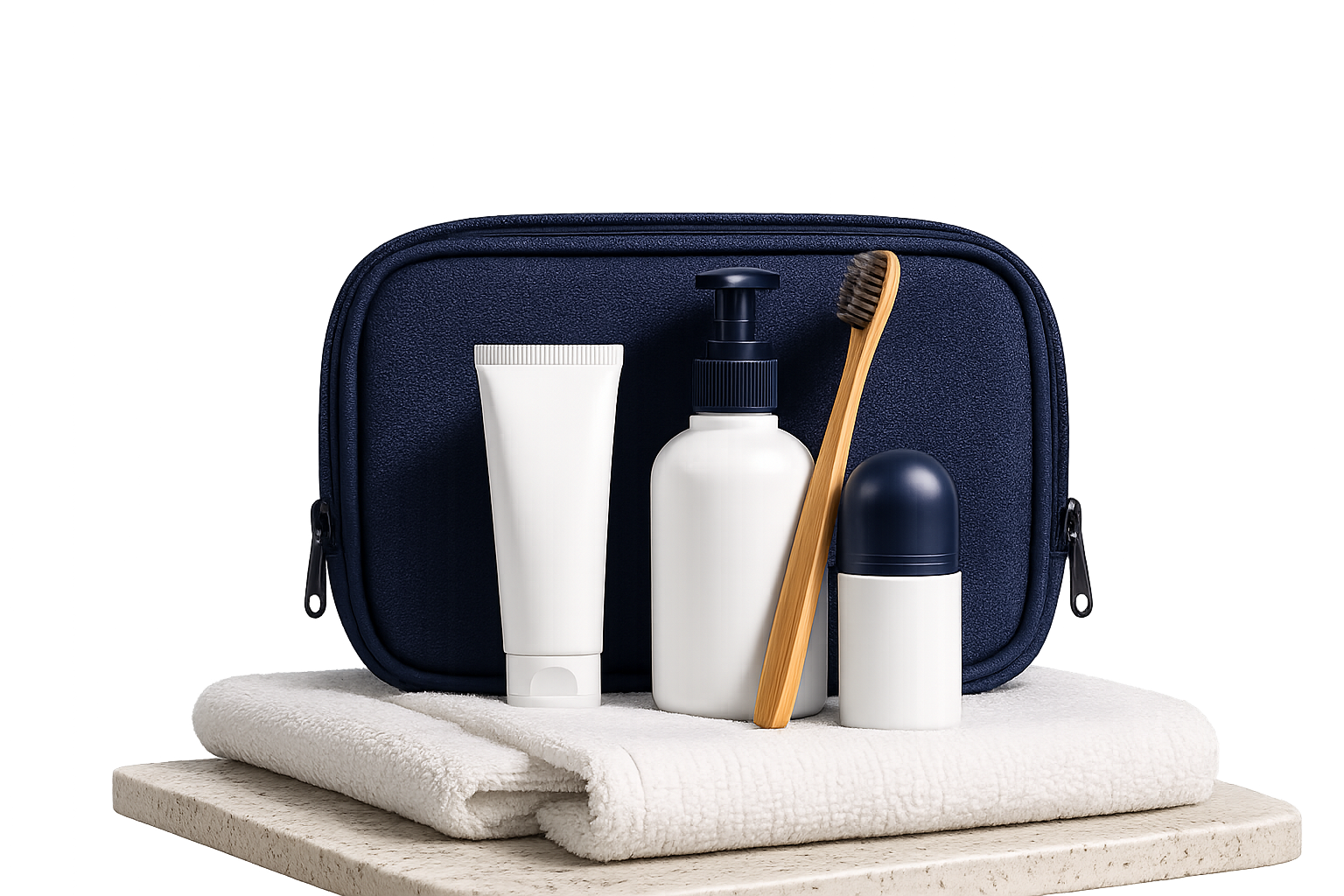 Selección de productos de higiene (cepillo de dientes, gel hidroalcohólico, desodorante) disponibles en los dispensadores automáticos Shopifast