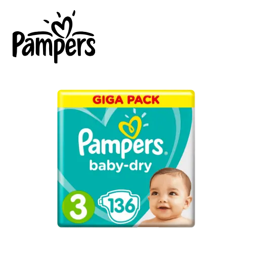 PAMPERS COUCHE BABY DRY  T3 x 136