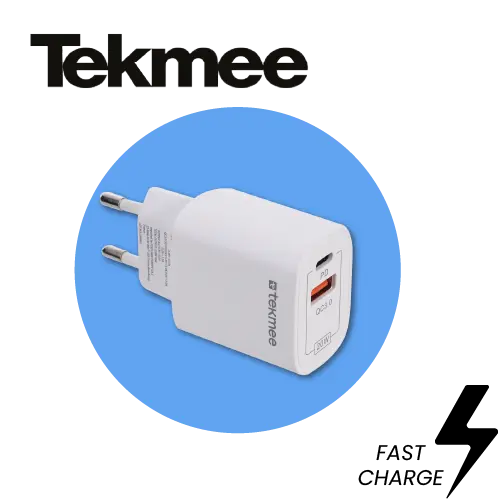 CHARGEUR RAPIDE 20W 2 PORTS USB-C & USB TEKMEE