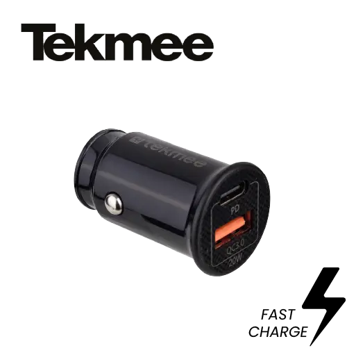 [809] TEKMEE CHARGEUR VOITURE 2 PORTS USB ET USB-C 20W