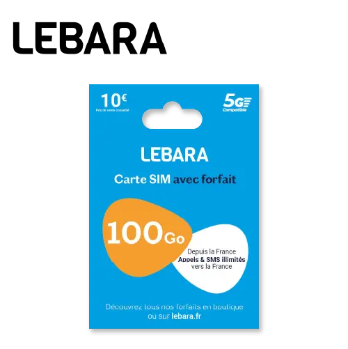 CARTE SIM AVEC FORFAIT LEBARA 100Go