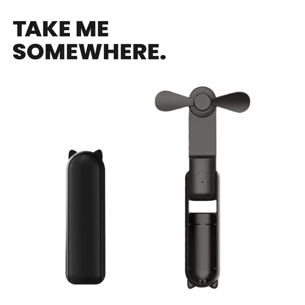 MINI VENTILATEUR DESIGN RECHARGEABLE PLIABLE NOIR