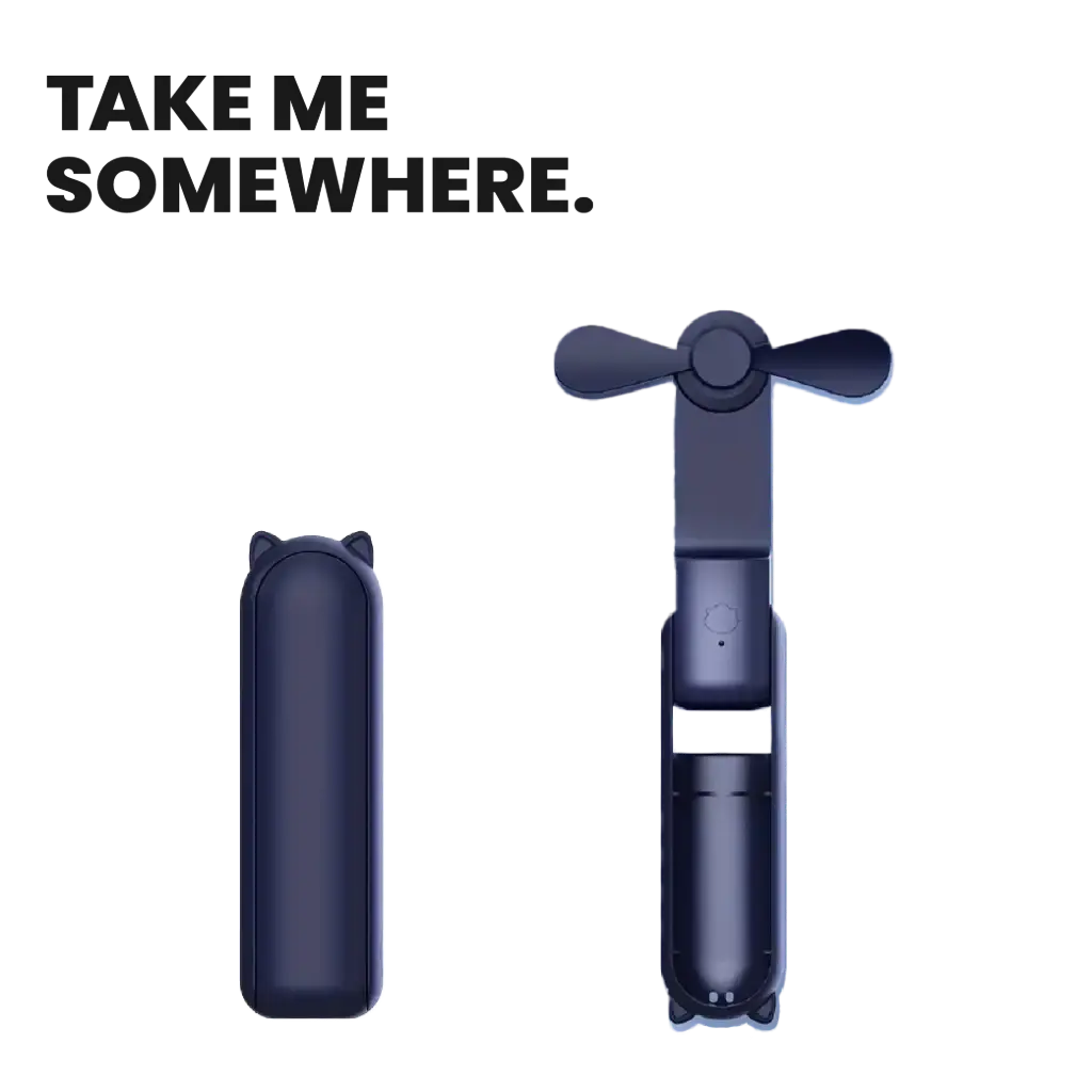 MINI VENTILATEUR DESIGN RECHARGEABLE PLIABLE BLEU 