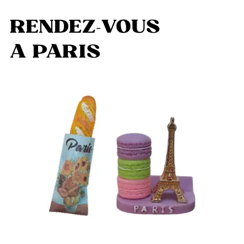 [1412] RENDEZ VOUS A PARIS MAGNET AIMANT MACARON OU BAGUETTES SOUVENIRS DE PARIS