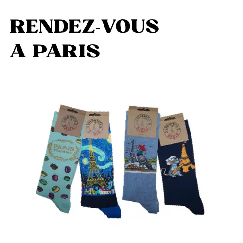RENDEZ VOUS A PARIS CHAUSSETTES ADULTE TAILLE UNIQUE SOUVENIRS DE PARIS