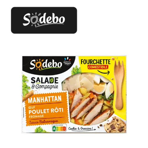 SODEBO SALADE MANHATTAN POULET PÂTES OEUF CRUDITÉS 320G 