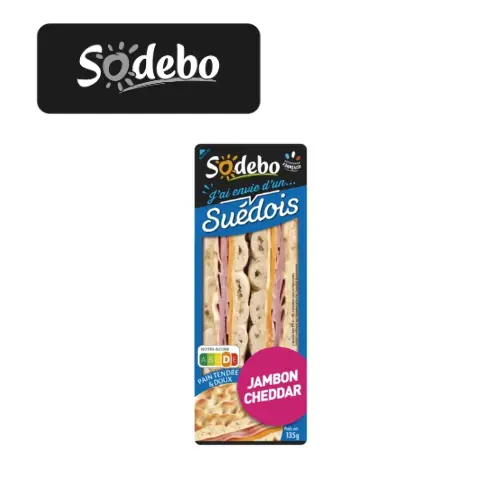 SANDWICH SODEBO SUEDOIS JAMBON CHEDDAR 135G 