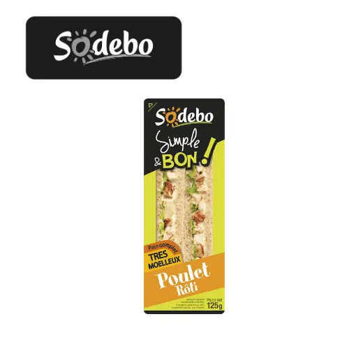 SANDWICH SODEBO SIMPLE & BON POULET ROTI 125G