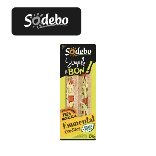 SODEBO SANDWICH SIMPLE & BON EMMENTAL CRUDITÉS 125G