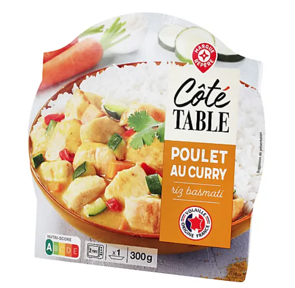 COTE TABLE EMINCE DE POULET CURRY RIZ-300G