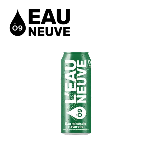 L'EAU NEUVE GAZEUSE PAUVRE EN SODIUM CAN 33CL