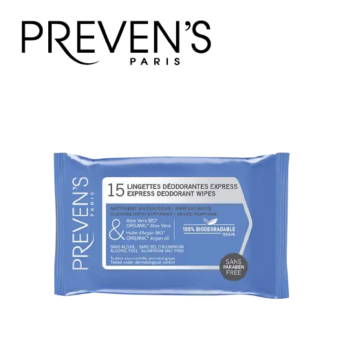 LINGETTES DEODORANTES PREVENS x 15 VRAC