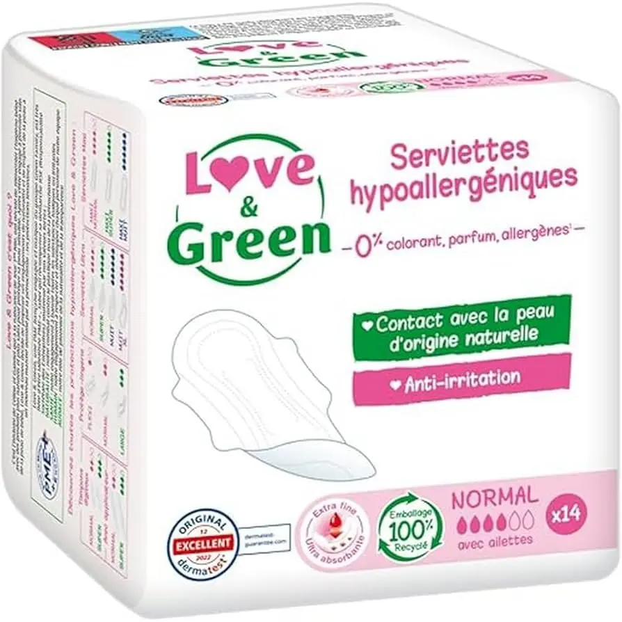 LOVE AND GREEN SERVIETTE BIO x2