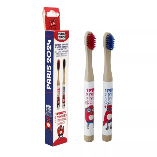 [1403] 2 BROSSES DENTS ENFANT BAMBOU JO R & B