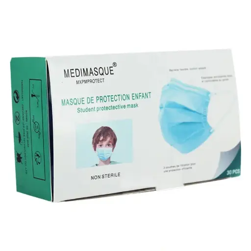 [1009] MASQUE 3 PLIS JETABLE ENFANT TYPE 1 x 30