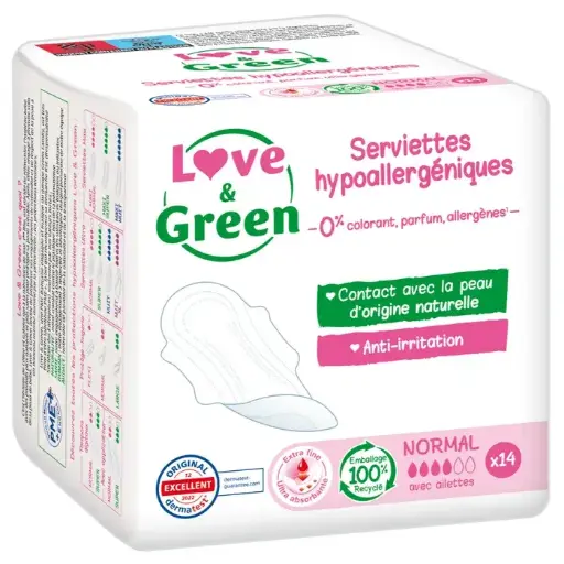 [282] SERVIETTE LOVE AND GREEN BIO x 14