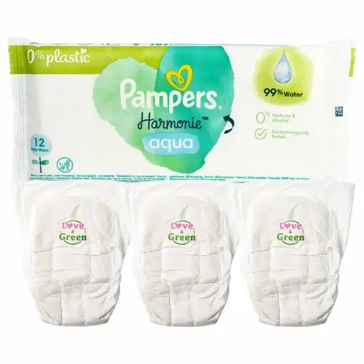 [1104] 3 COUCHES LOVE AND GREEN T4 + 10 LINGETTES PAMPERS