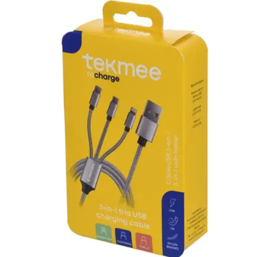 [800V1] CABLE USB 3 EN 1 TEKMEE 1 METRE